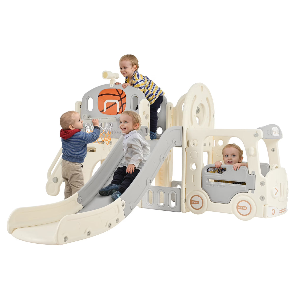 9 in 1 Kids Slide Playset with Basketball Hoop Y128