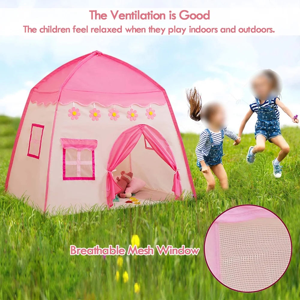 Pink Castle Kids Play Tent with Carry Bag C98640