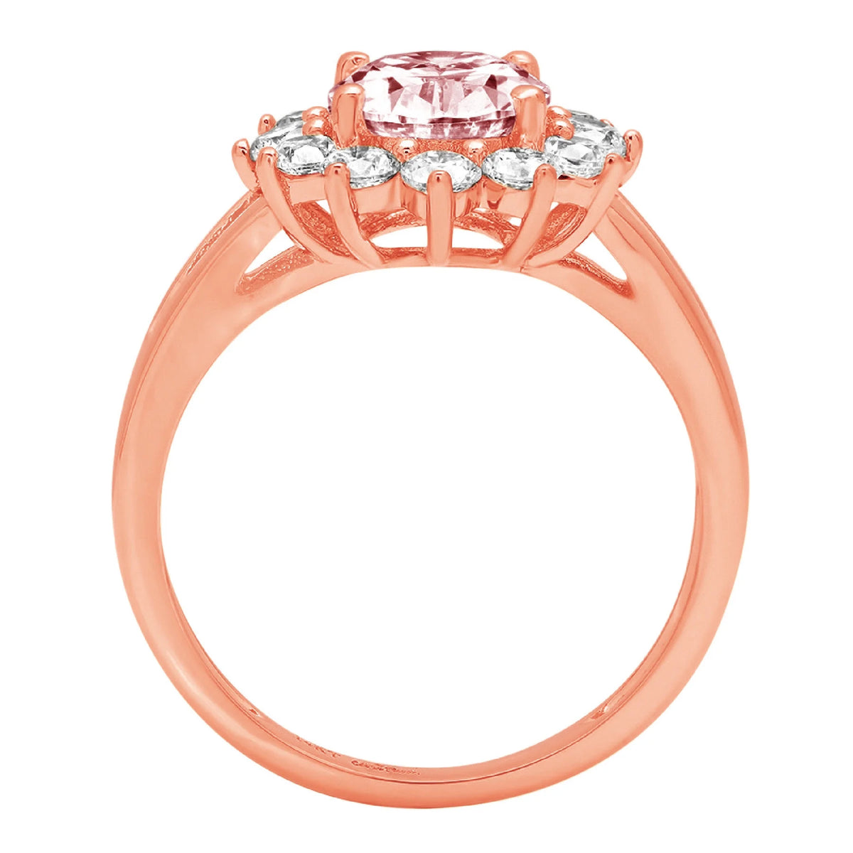 Oval Cut Pink Simulated Diamond 18k Rose Gold Halo Ring Size 9.5 V842329
