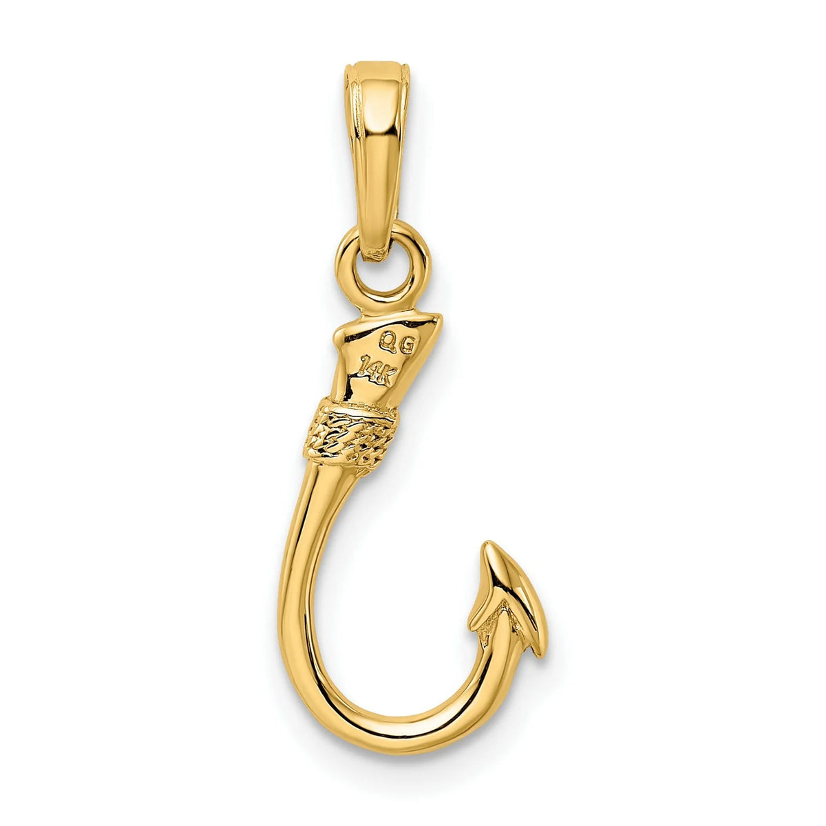 14k Yellow Gold Fish Hook Pendant 21 mm x 8 mm K391