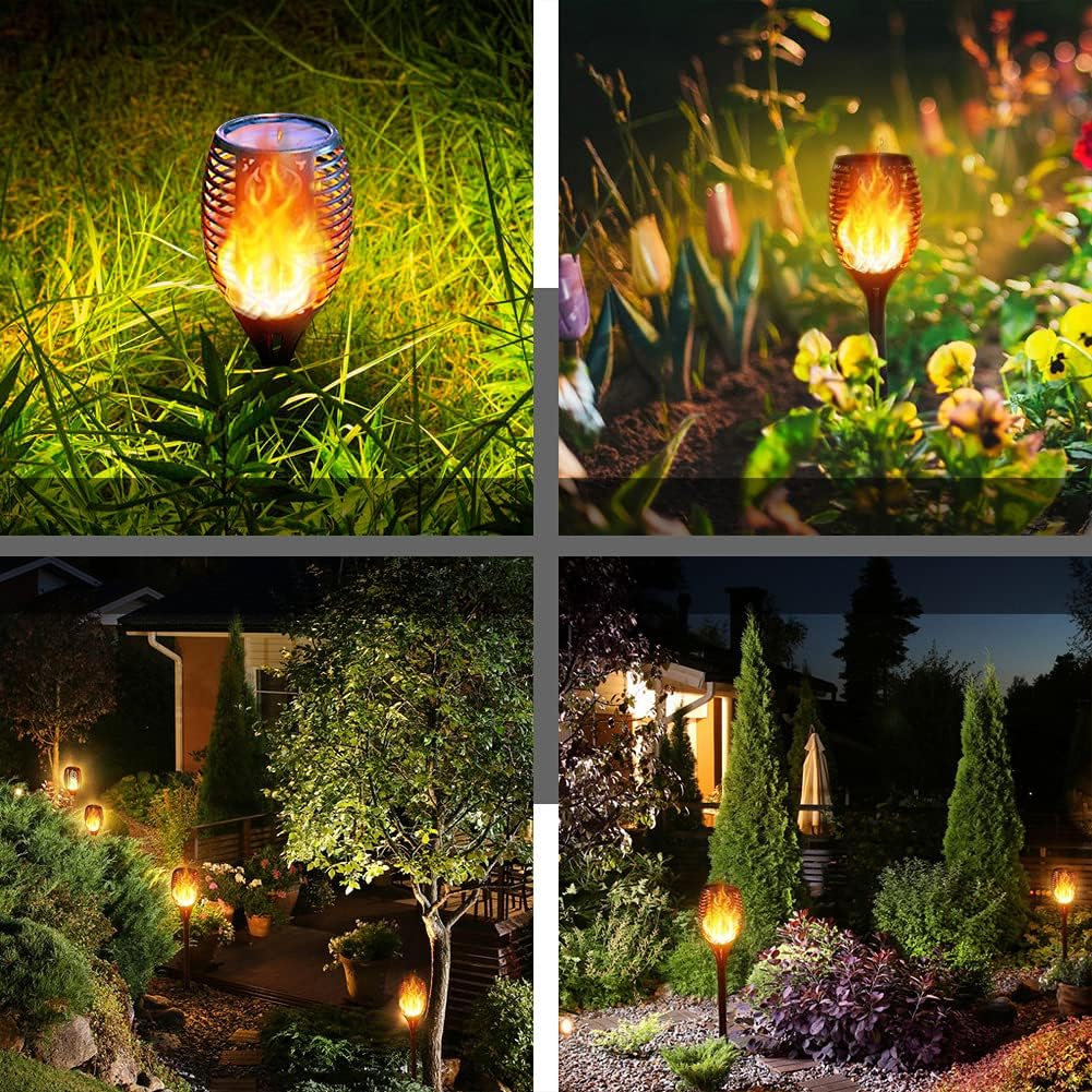 8Pack Solar Torch Lights with Flickering Flame K15795