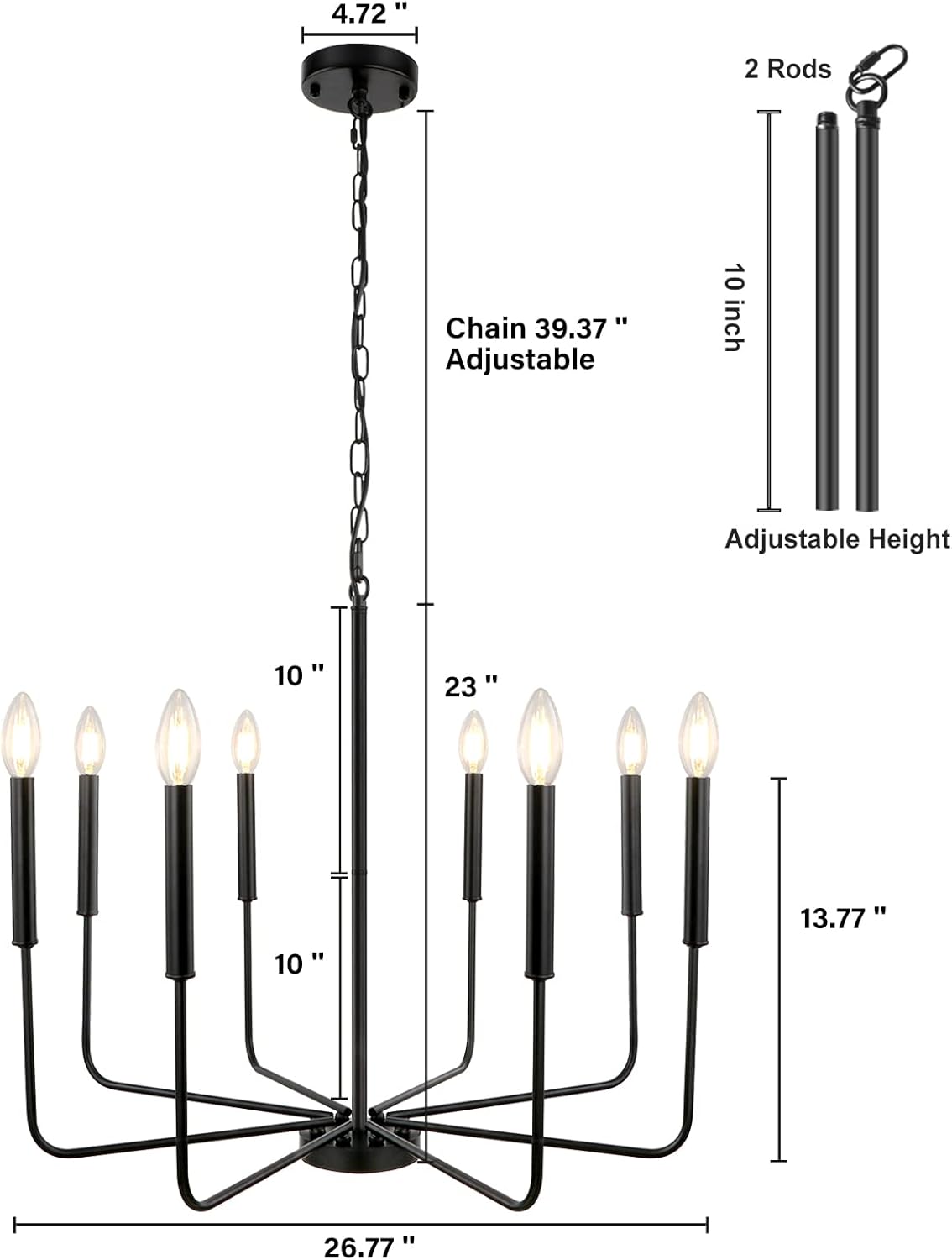8 Lights Black Farmhouse Chandelier O818835