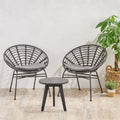 3 Piece Outdoor Acacia Wood Conversation Set in Gray U350