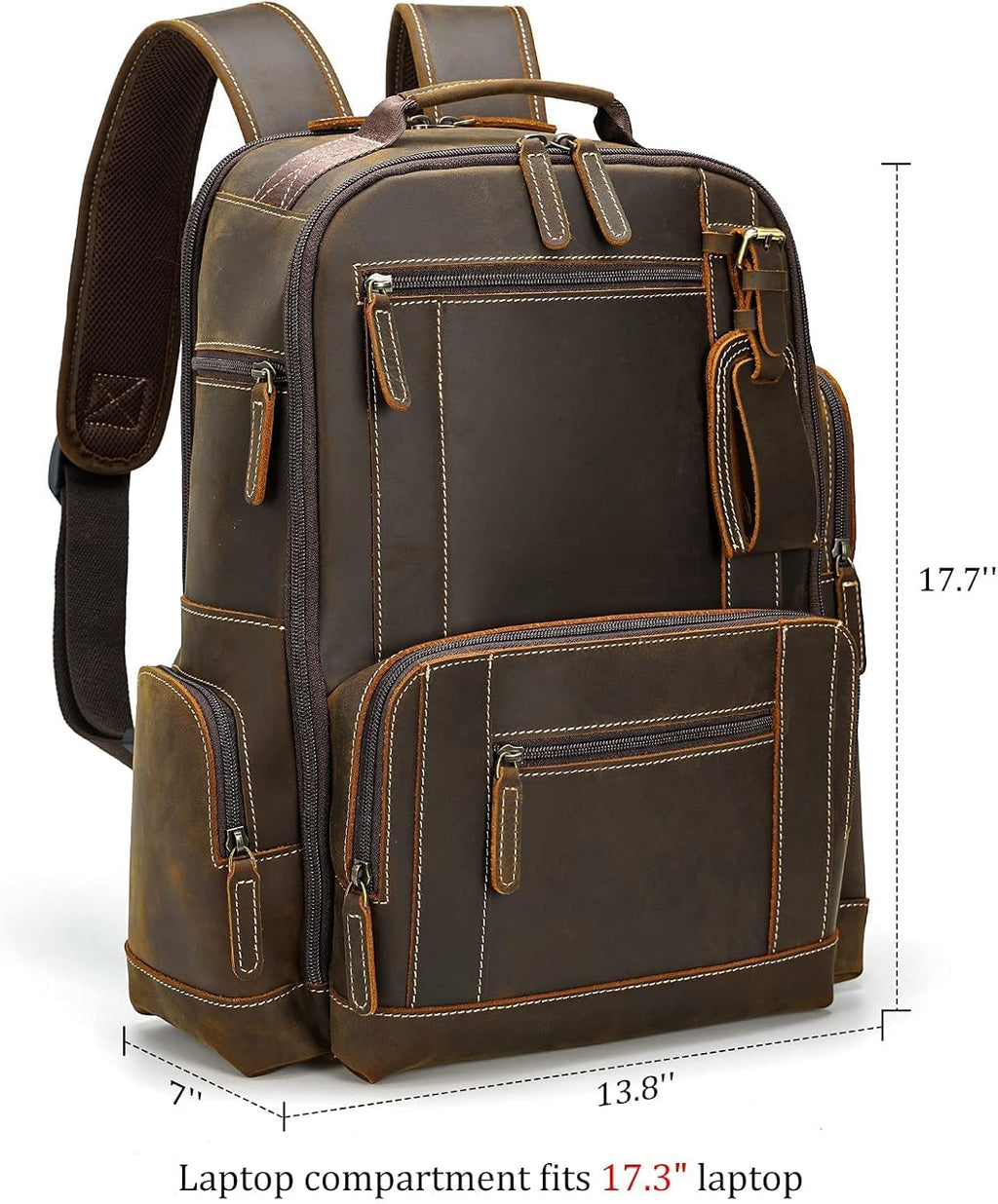Vintage Full Grain Leather 15.6 Inch Laptop Backpack N69254
