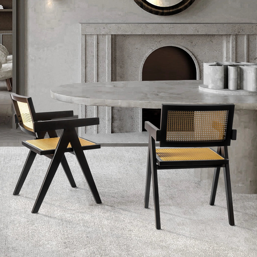Black Rattan Dining Chair Set of 2 J65346