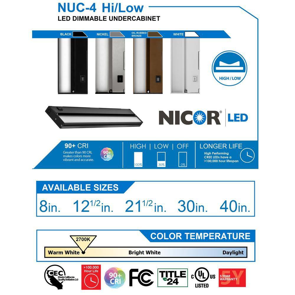 40 in. Hardwired Slim LED Under Cabinet Light Fixture Black M494087