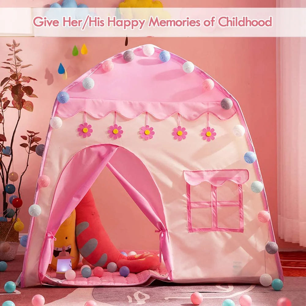Pink Castle Kids Play Tent with Carry Bag C98640