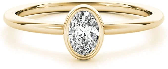 Oval Diamond Solitaire Engagement Ring in 14K Gold P9849