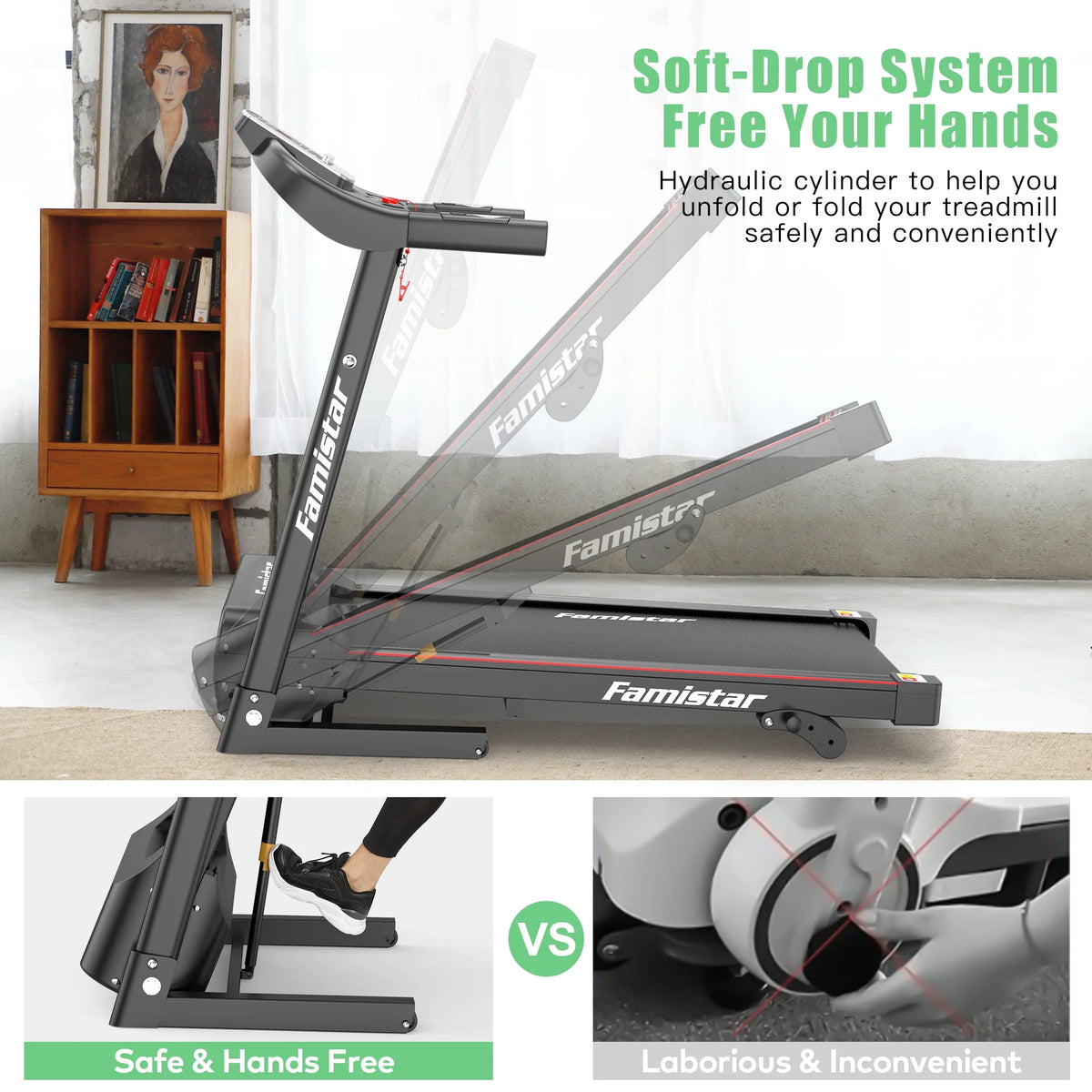 Folding Electric Treadmill with 2.5HP 3 Manual Incline D715