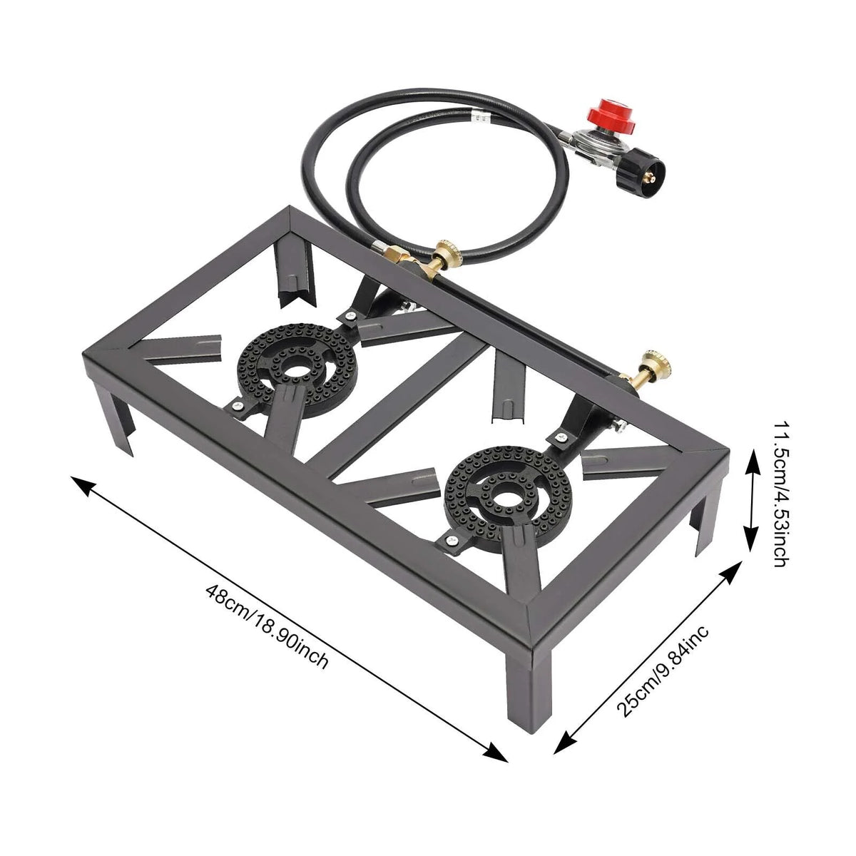 Portable Camping Stove Double Burner Outdoor Gas Stove with Regulator Hose Z3517