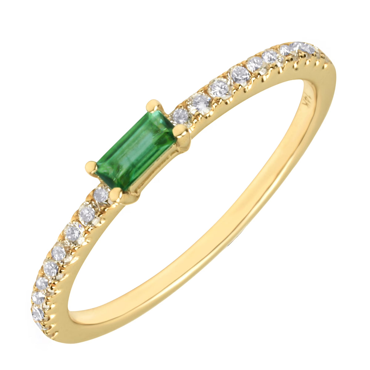 14K Yellow Gold Diamond Green Emerald Ring G833