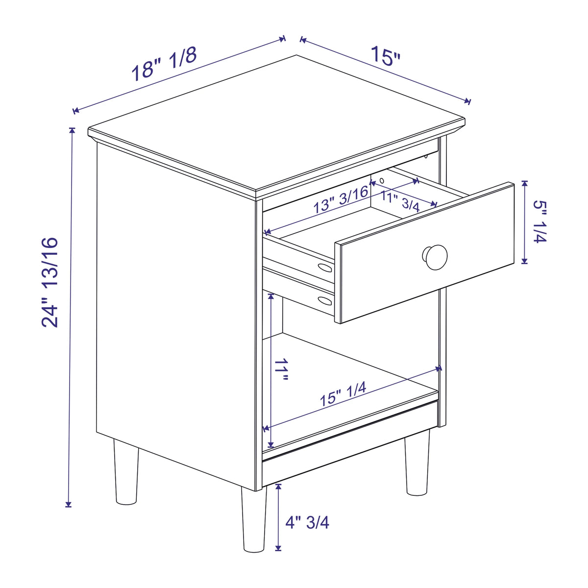 Caramel Mid-Century Nightstand N747