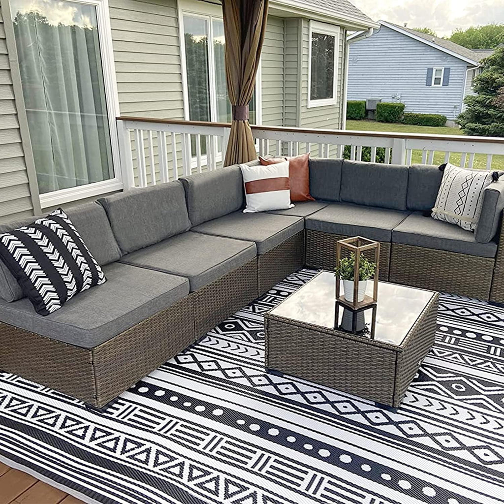 Gray Pe Wicker Rattan Patio Sofa Set L57661
