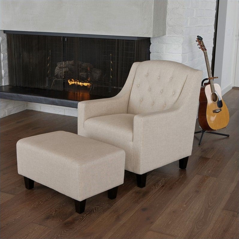Beige Club Chair and Ottoman O307