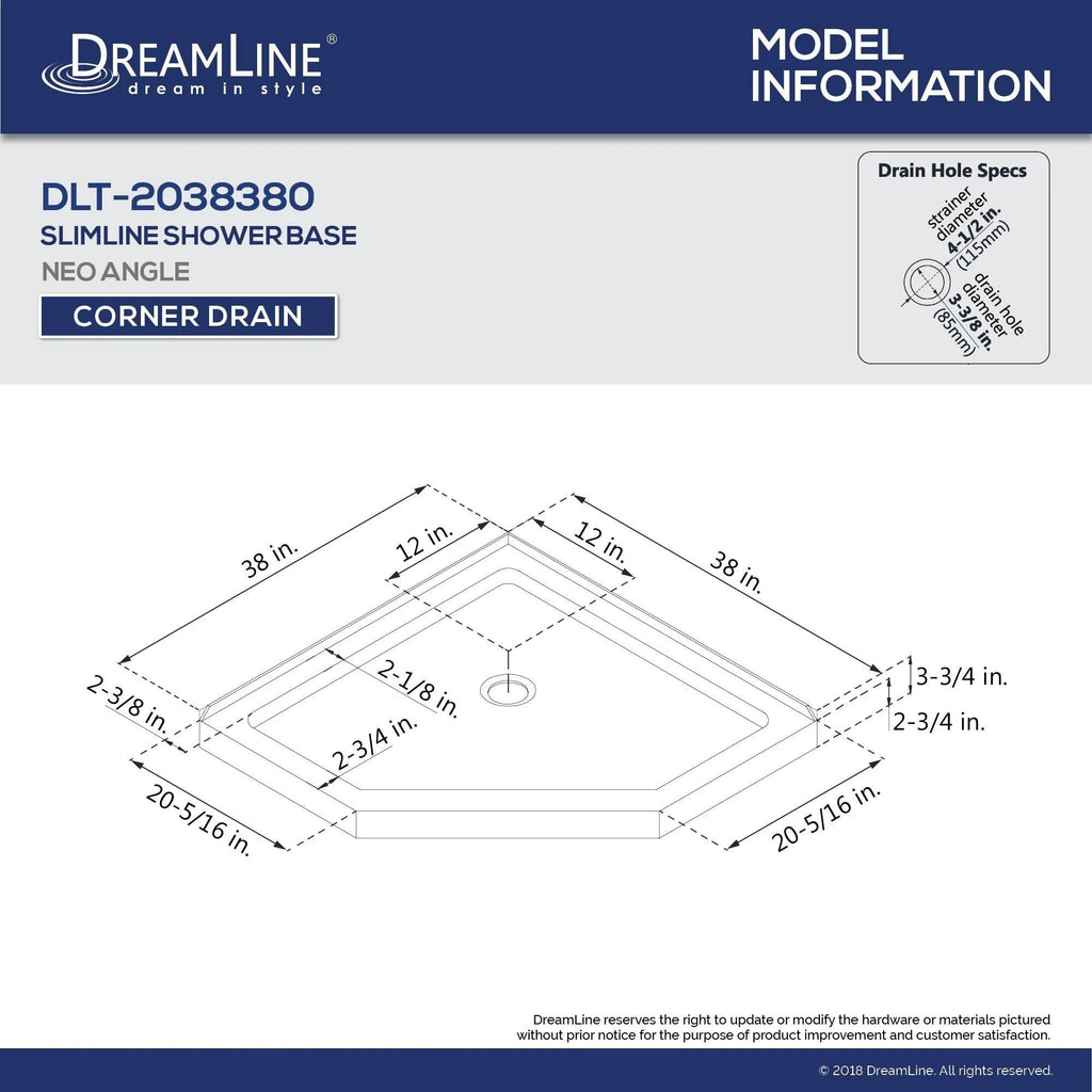 Black Corner Drain Neo-Angle Shower Base T9264