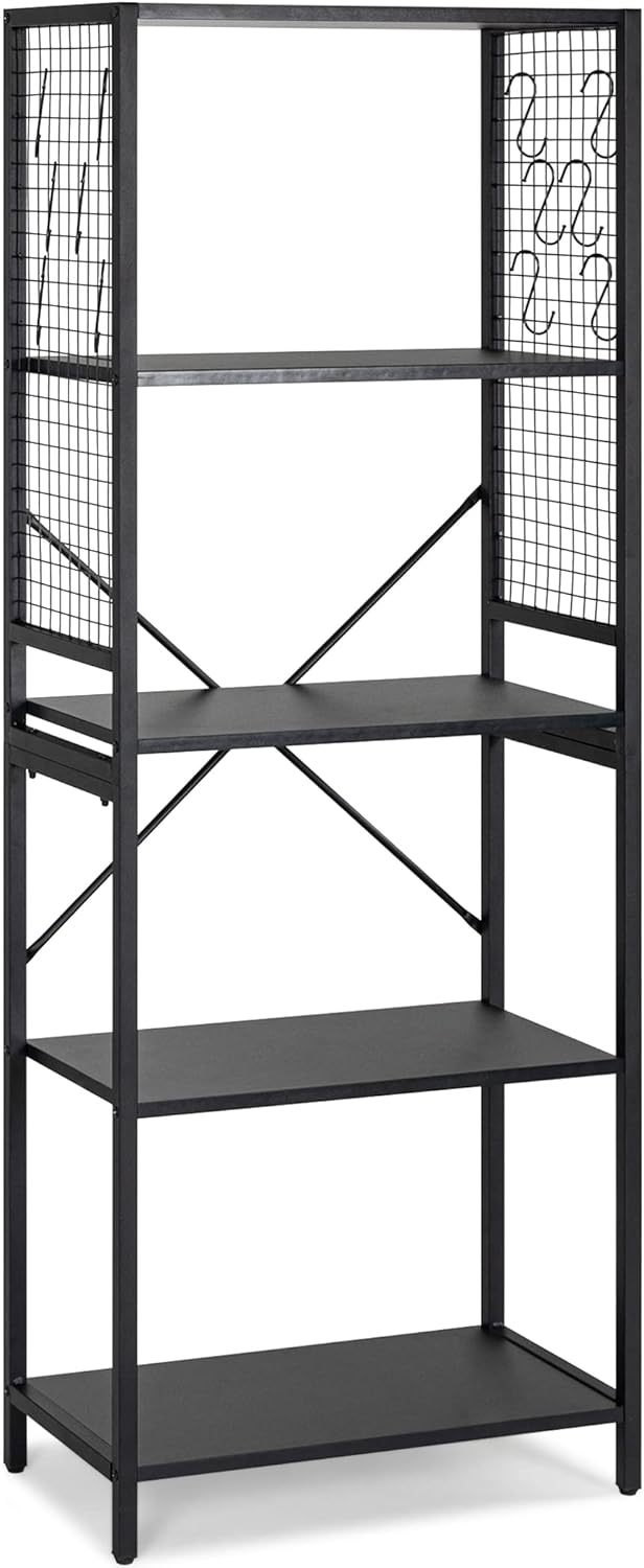 Industrial 5-Tier Bookshelf with Rustic Wood and Metal Frame T867