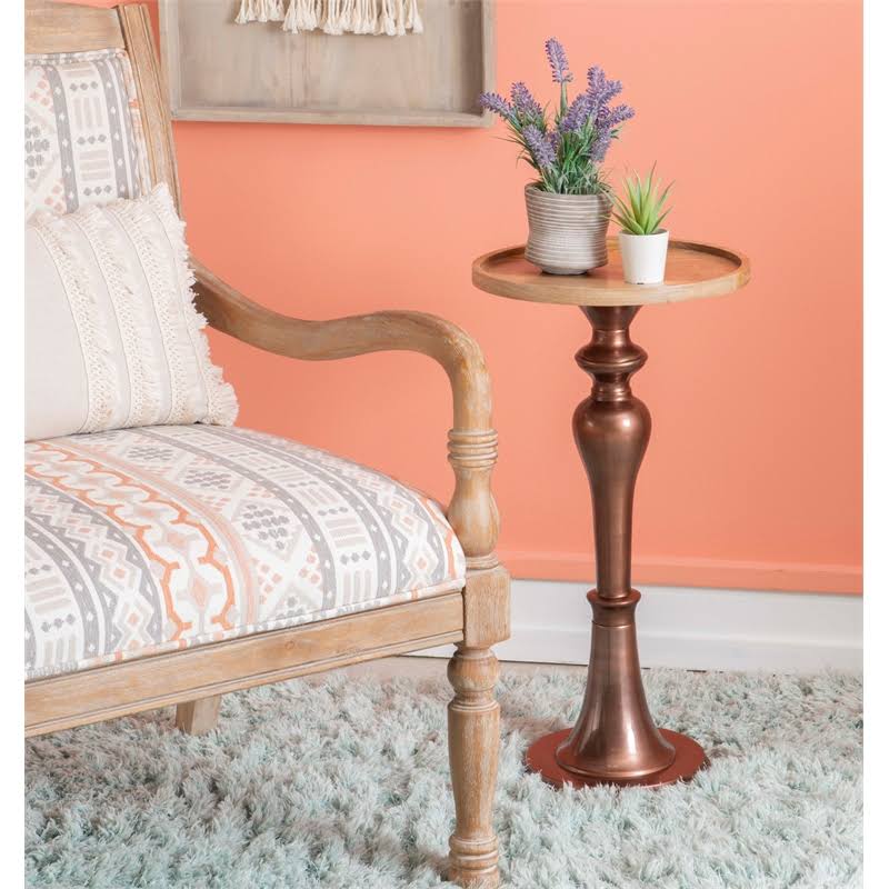 Copper Wood and Aluminum Side Table H33269