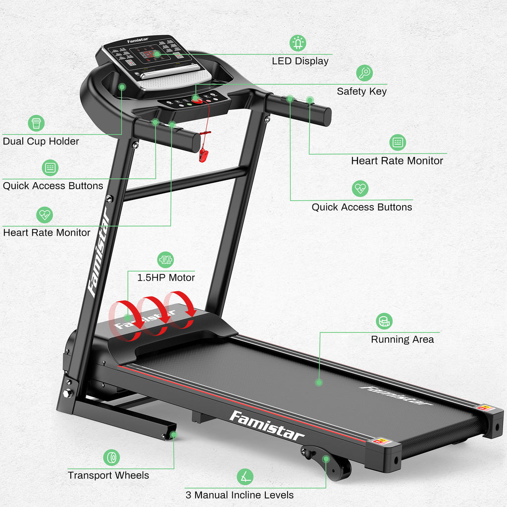 Folding Electric Treadmill with 2.5HP 3 Manual Incline D715
