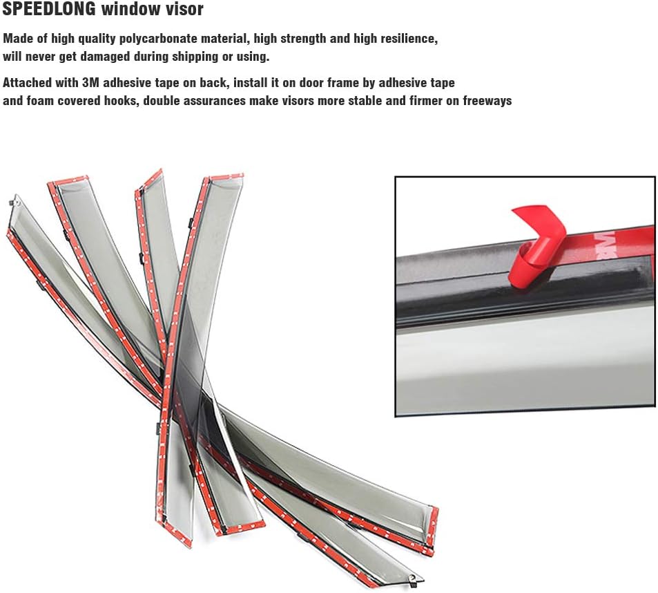 Car Window Visor Vent Shade Deflector Sun/Rain Guards C605503