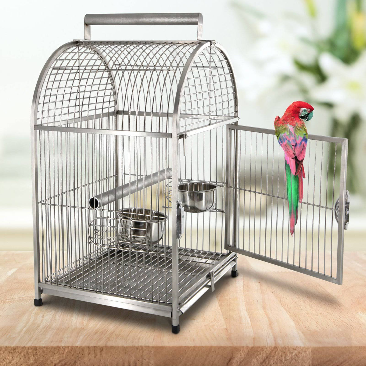 Dome Top Stainless Steel Travel Bird Cage A72709