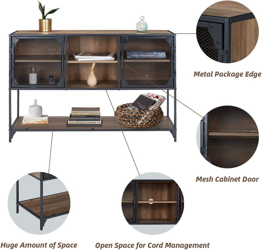 Industrial Kitchen Buffet Floor Cabinet with 6 Cupboard and Displaying Shelves F179588