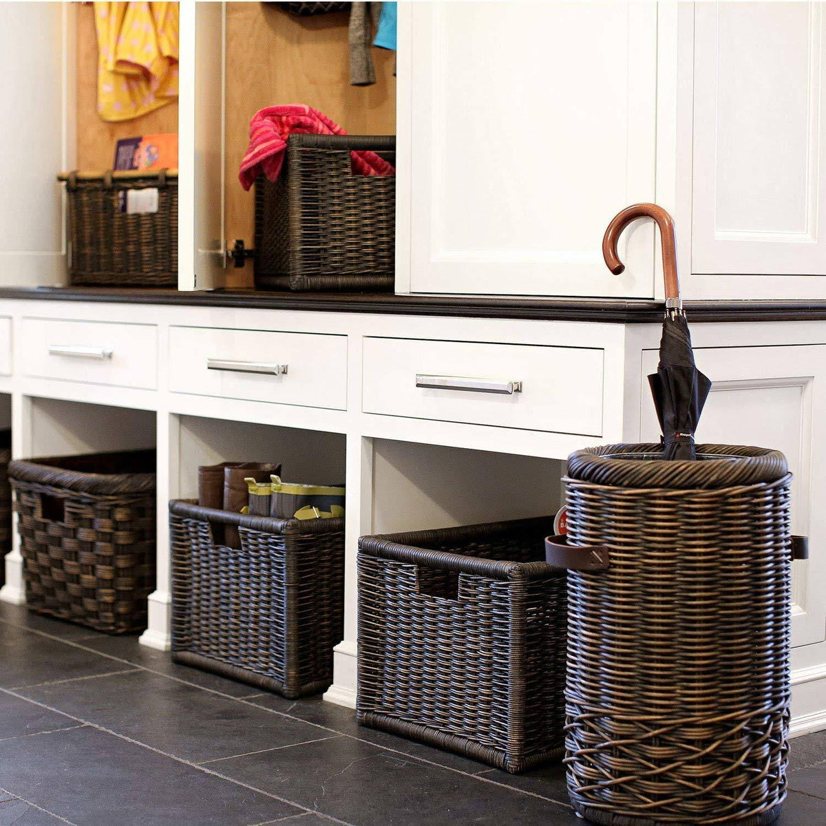 Antique Wicker Kitchen Cabinet Basket G747674