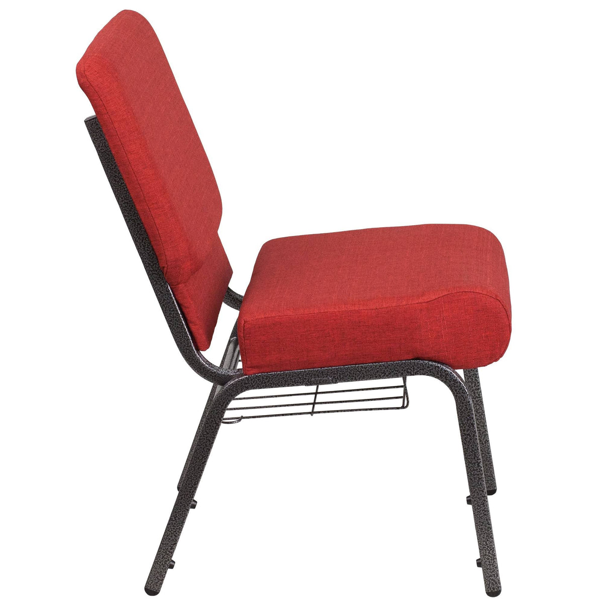 Crimson Fabric Church Chair with Cup Book Rack G911586