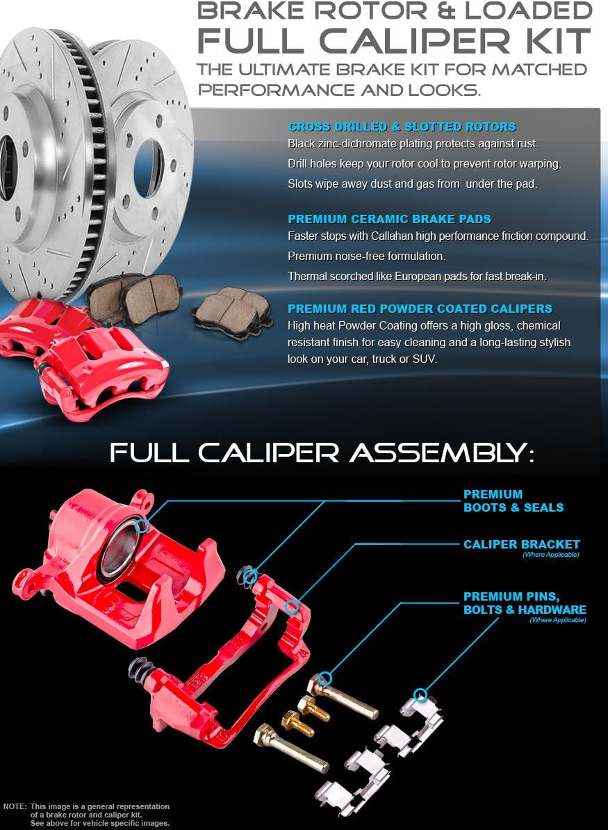 REAR Powder Coated Red Calipers 8 Lug Rotors Ceramic Pads Kit H191167