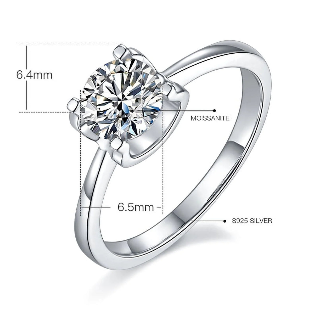 18k White Gold Over Silver Moissanite Engagement Ring W71145