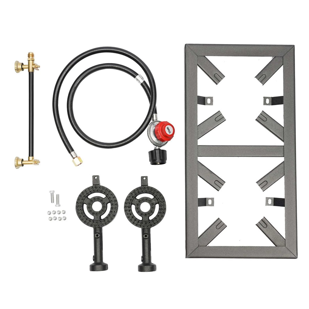 Portable Camping Stove Double Burner Outdoor Gas Stove with Regulator Hose Z3517