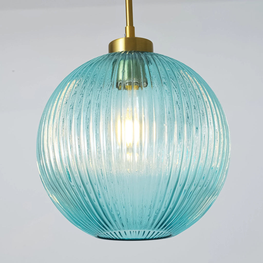 Ribbed Glass Globe Pendant I7484