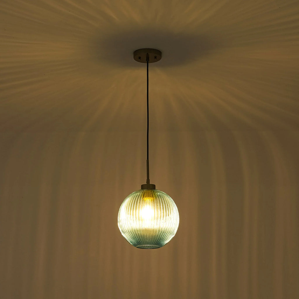 Ribbed Glass Globe Pendant I7484
