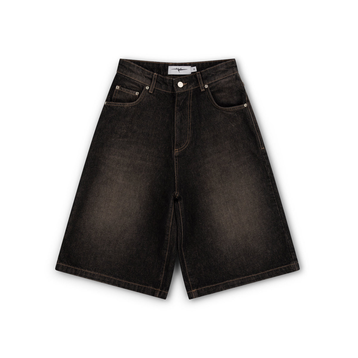 BAGGY DENIM SHORTS - SMOKED EARTH