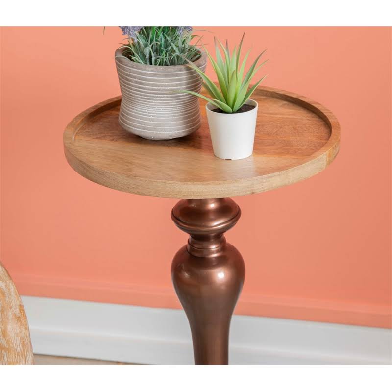 Copper Wood and Aluminum Side Table H33269