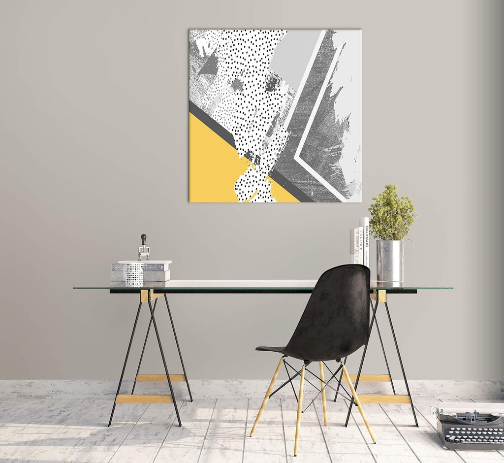 Yellow Gray Abstract Canvas Wall Art Painting B201187