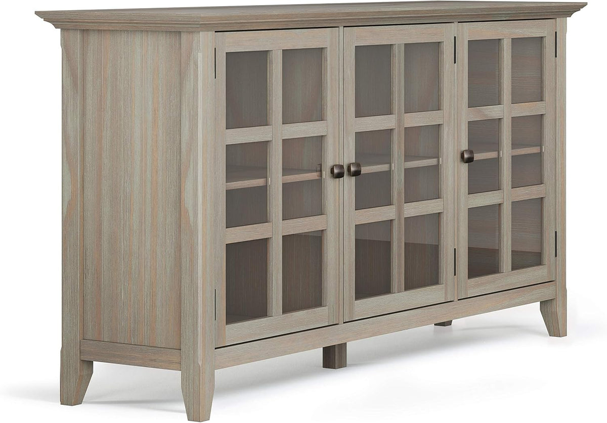 Solid Wood Storage Cabinet with 3 Tempered Glass Doors B8776