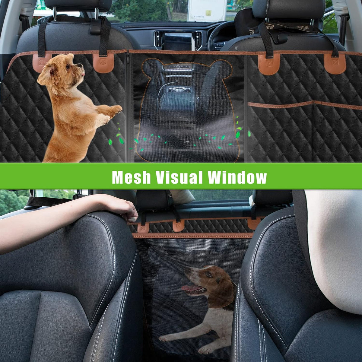 Dog Car Seat Cover Waterproof Back Seat Protector with Storage Pockets Pack of 2 I230