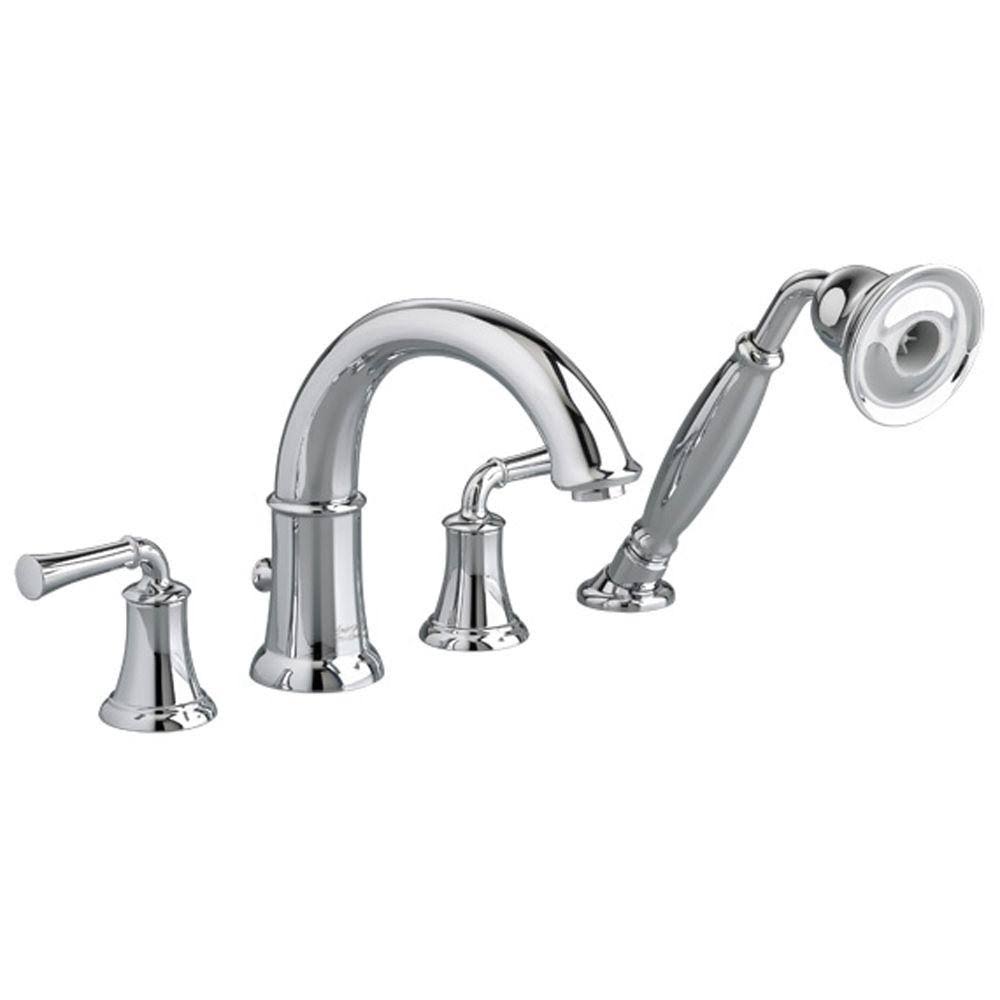 Deck-Mounted Tub Filler with Lever Handles and Personal Shower, Polished Chrome V54757