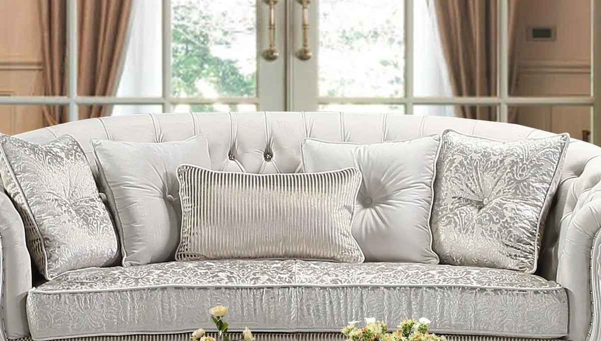 Pearl White Wood Sofa Set 3Pcs B9415