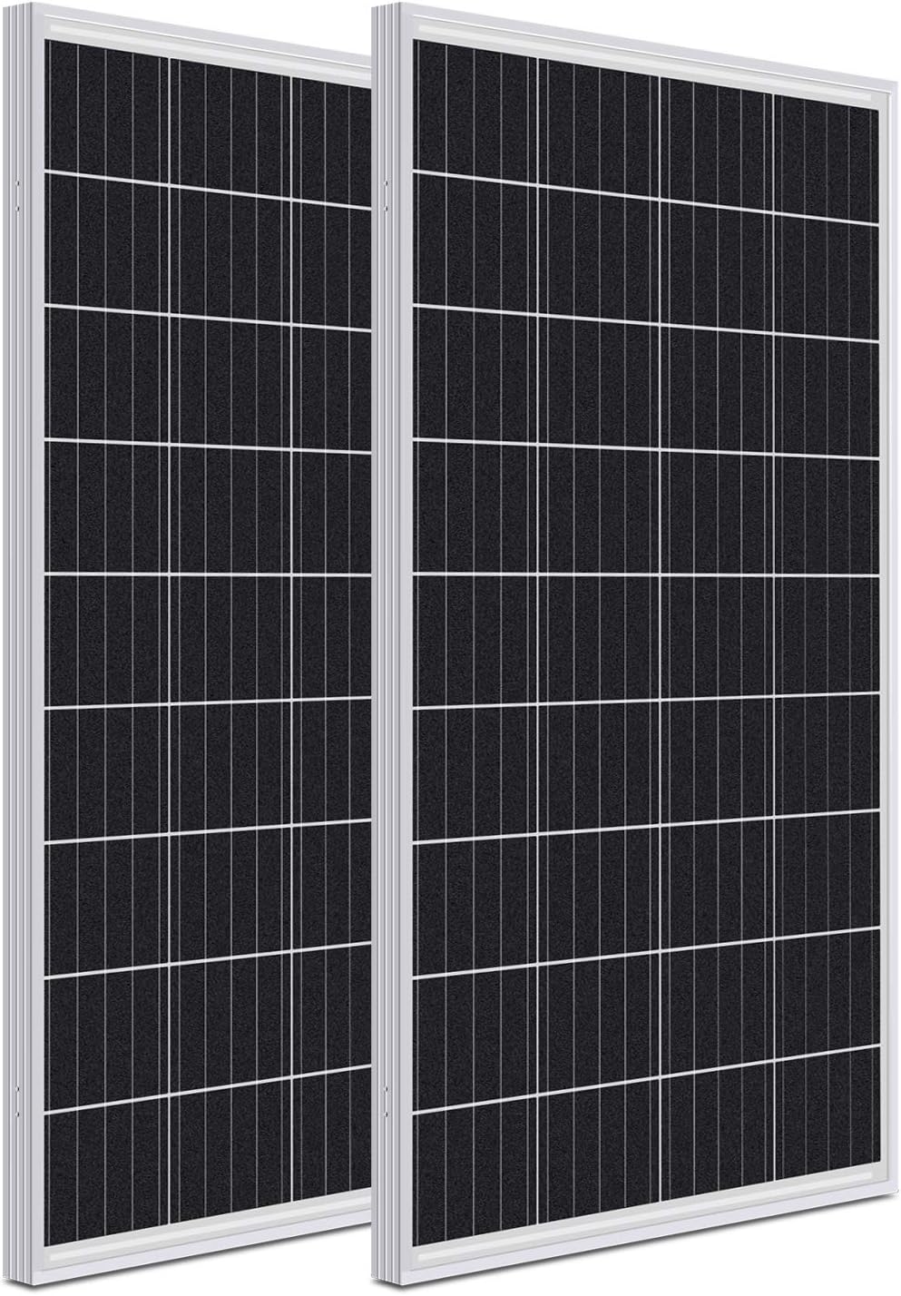 200 Watt 12 Volt Monocrystalline Solar Panel, 2 Pack of 12V 100W PV Module E5542