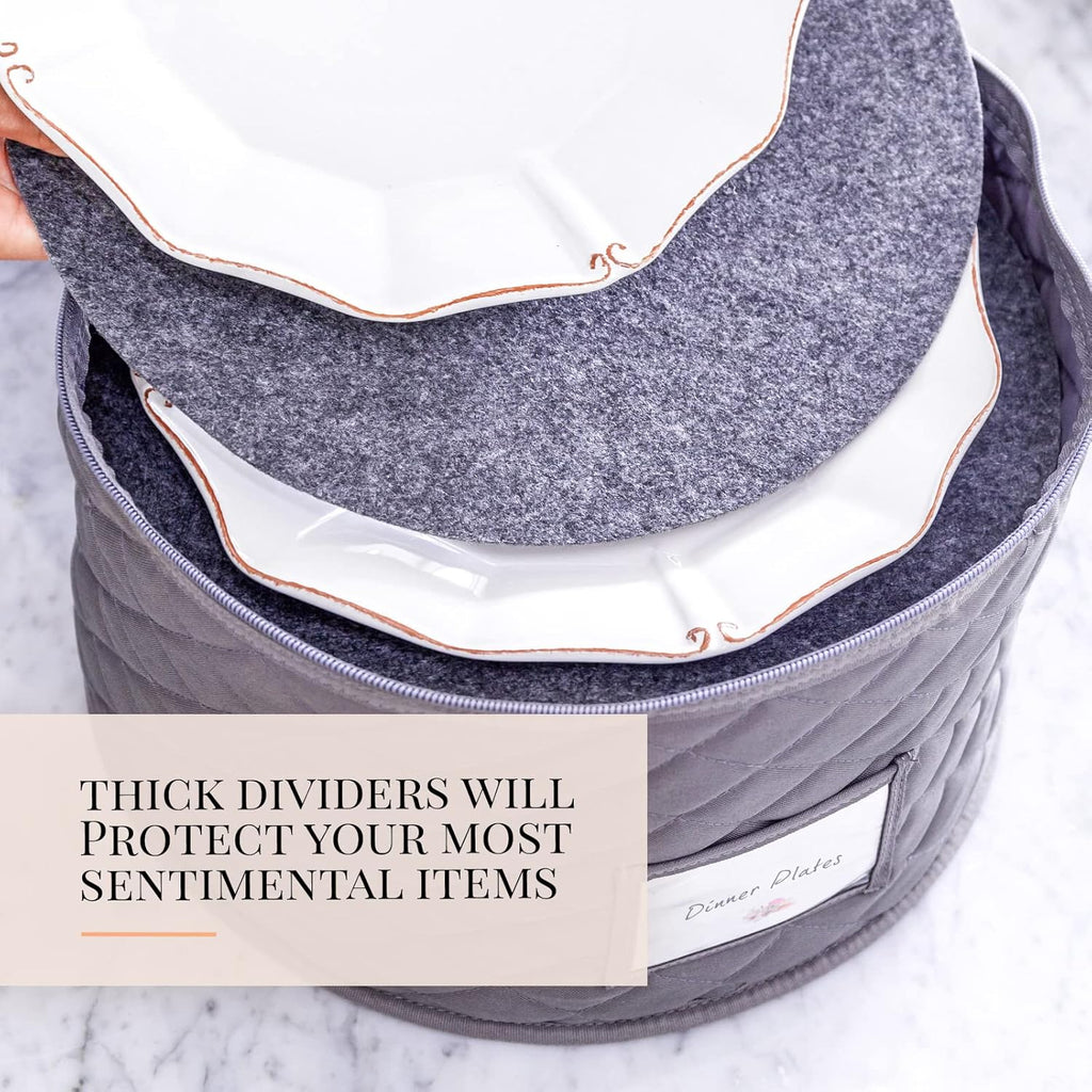 12 Dinner Plate Storage Case with Thick Felt Dividers G10981