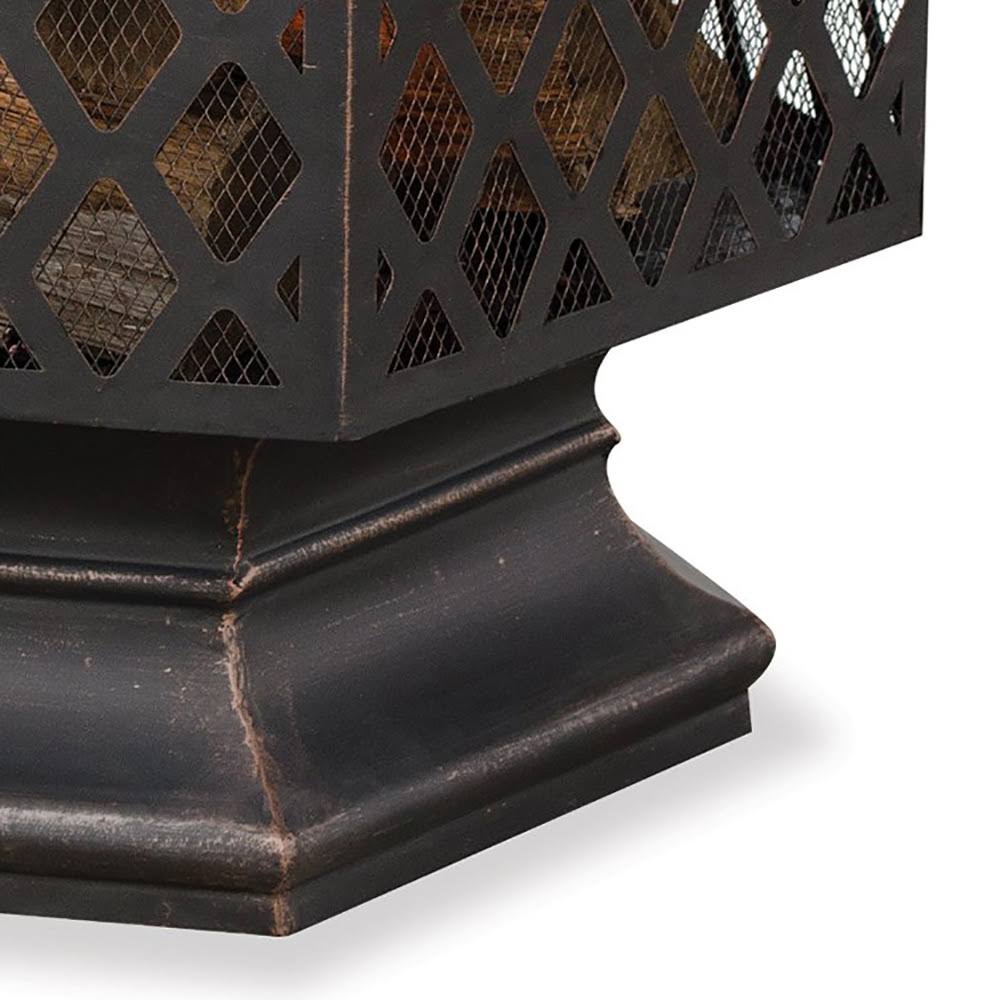 Bronze Hex-Shaped Lattice Fire Pit N727113