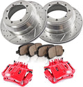 REAR Powder Coated Red Calipers 8 Lug Rotors Ceramic Pads Kit H191167