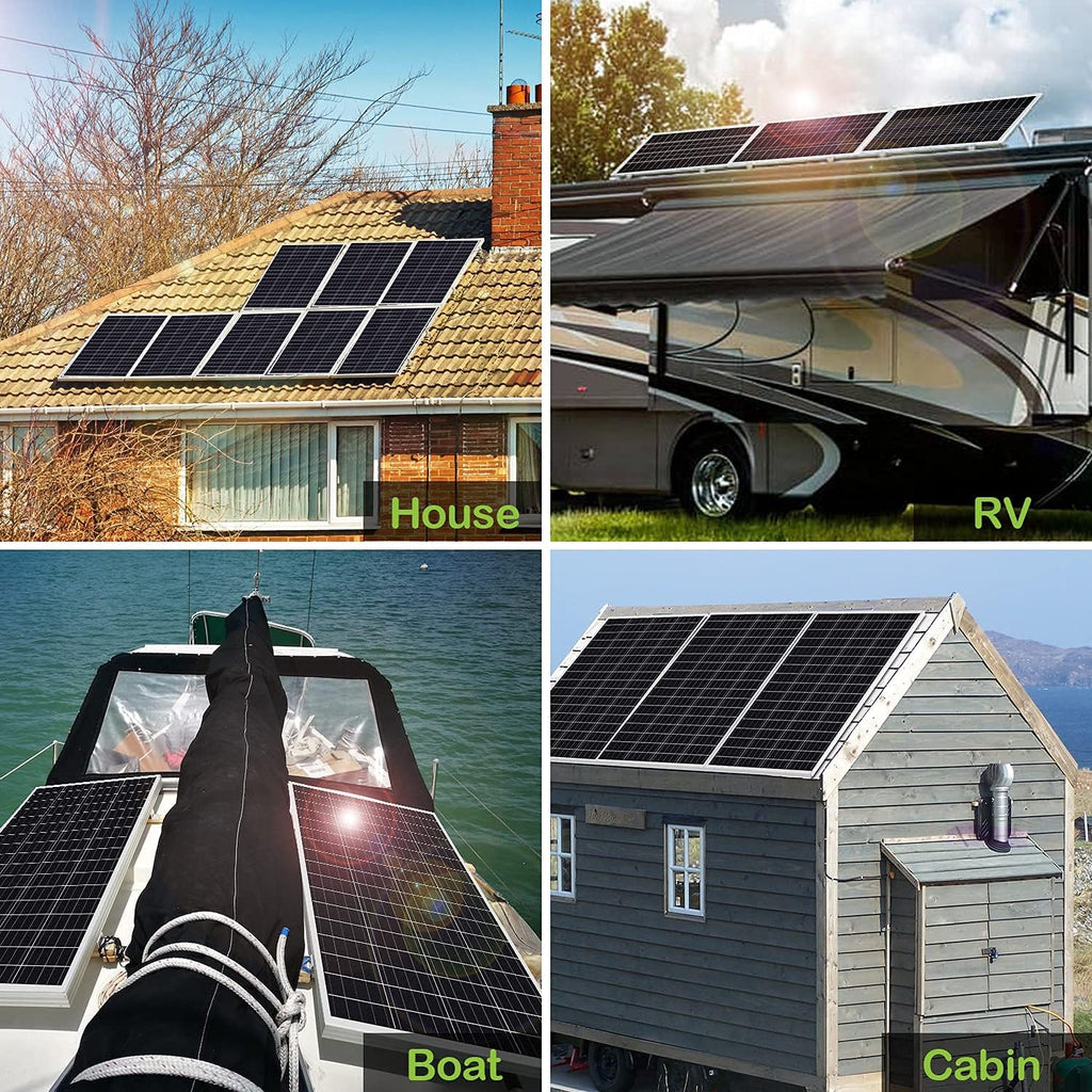 200 Watt 12 Volt Monocrystalline Solar Panel, 2 Pack of 12V 100W PV Module E5542