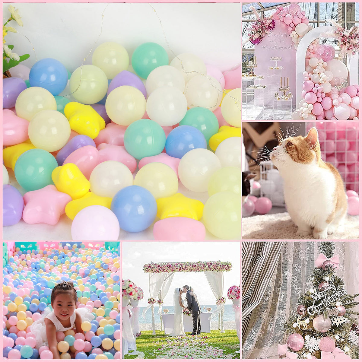 100Pcs Thickened Crush-Proof Macaron-Colored Pit Balls with Mesh Pocket P176409