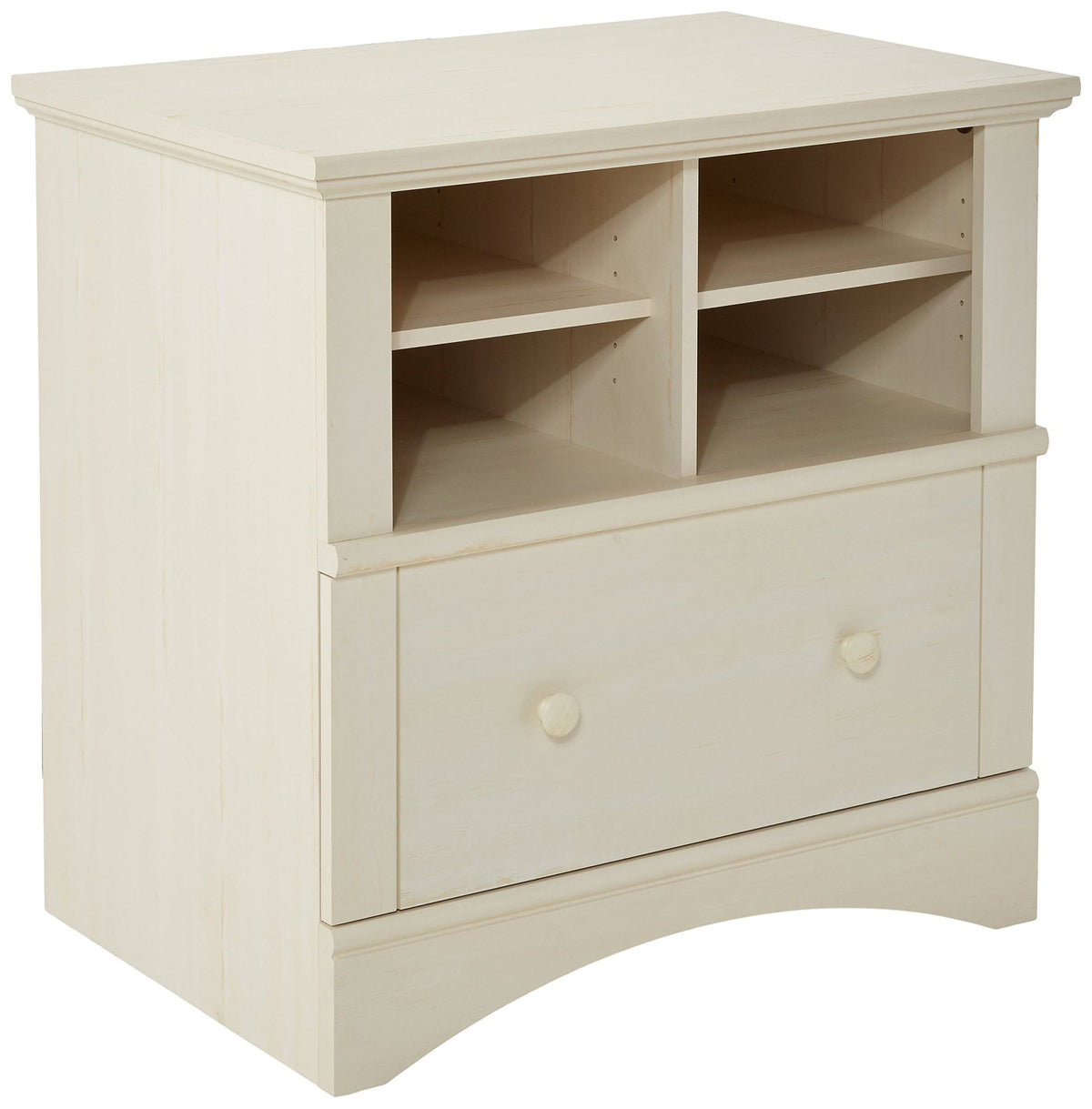 Antiqued White Lateral File Cabinet S954