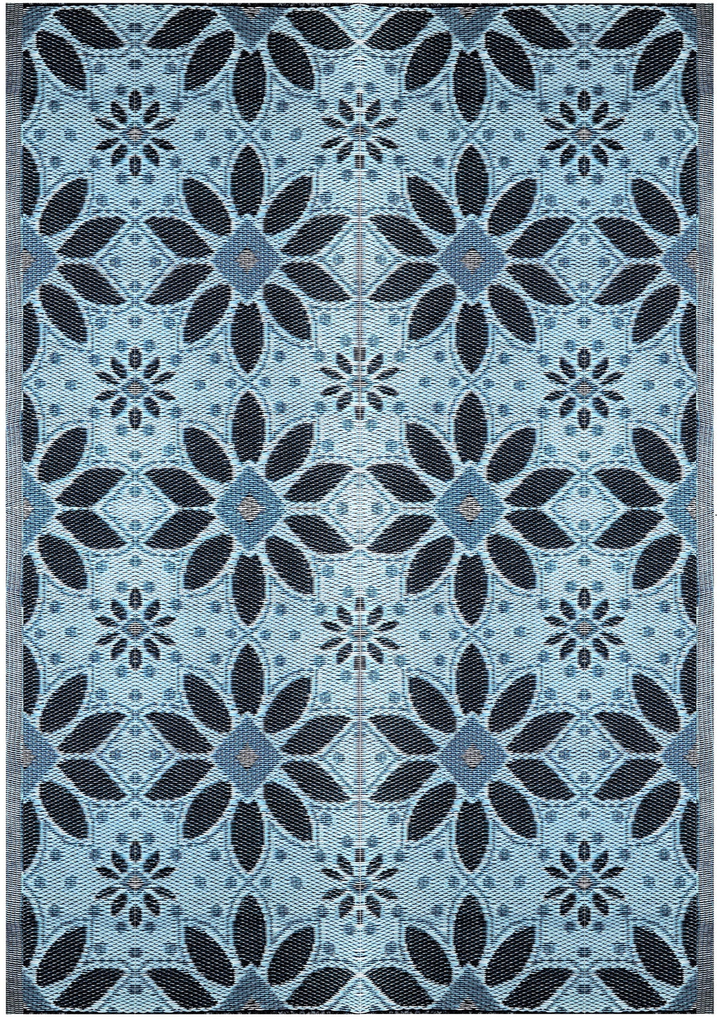 Outdoor Plastic Straw Patio Rugs 2 PK 5 by 7 Feet Blue Black Grey Reversible Waterproof Mats T665