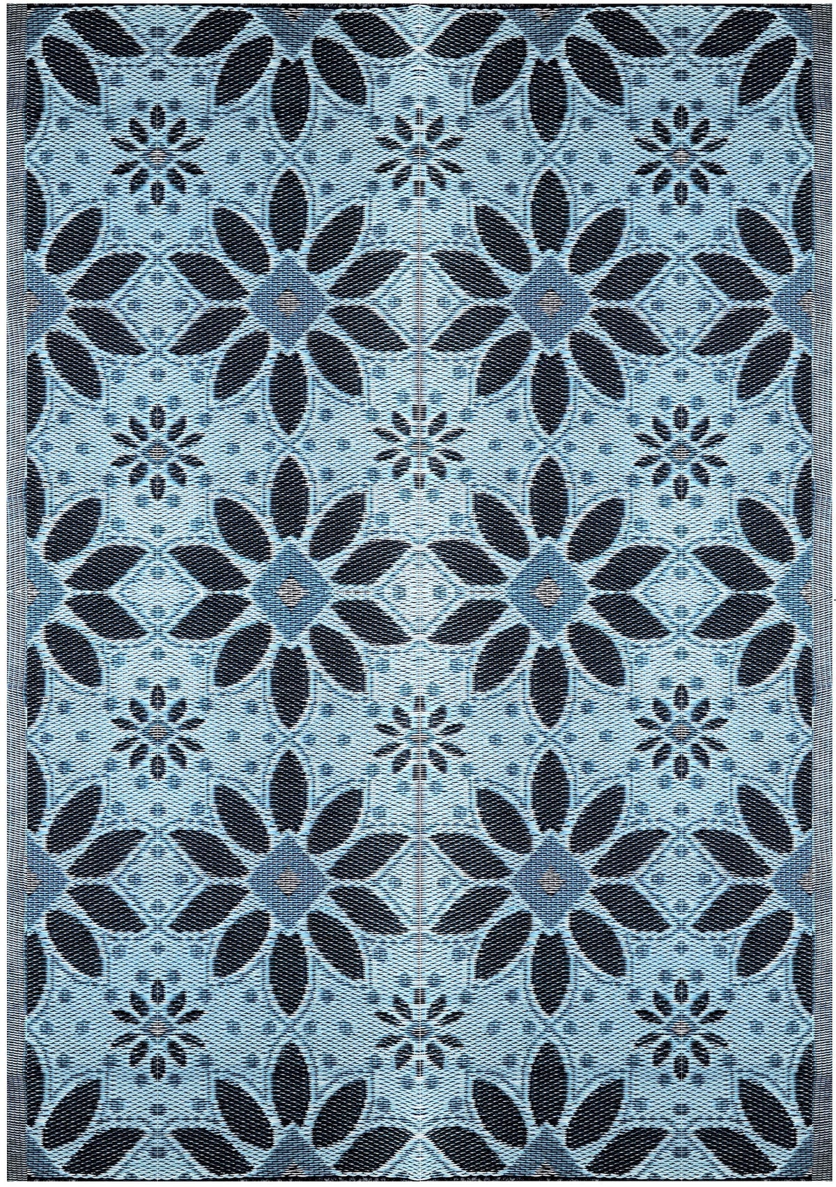 Outdoor Plastic Straw Patio Rugs 2 PK 5 by 7 Feet Blue Black Grey Reversible Waterproof Mats T665