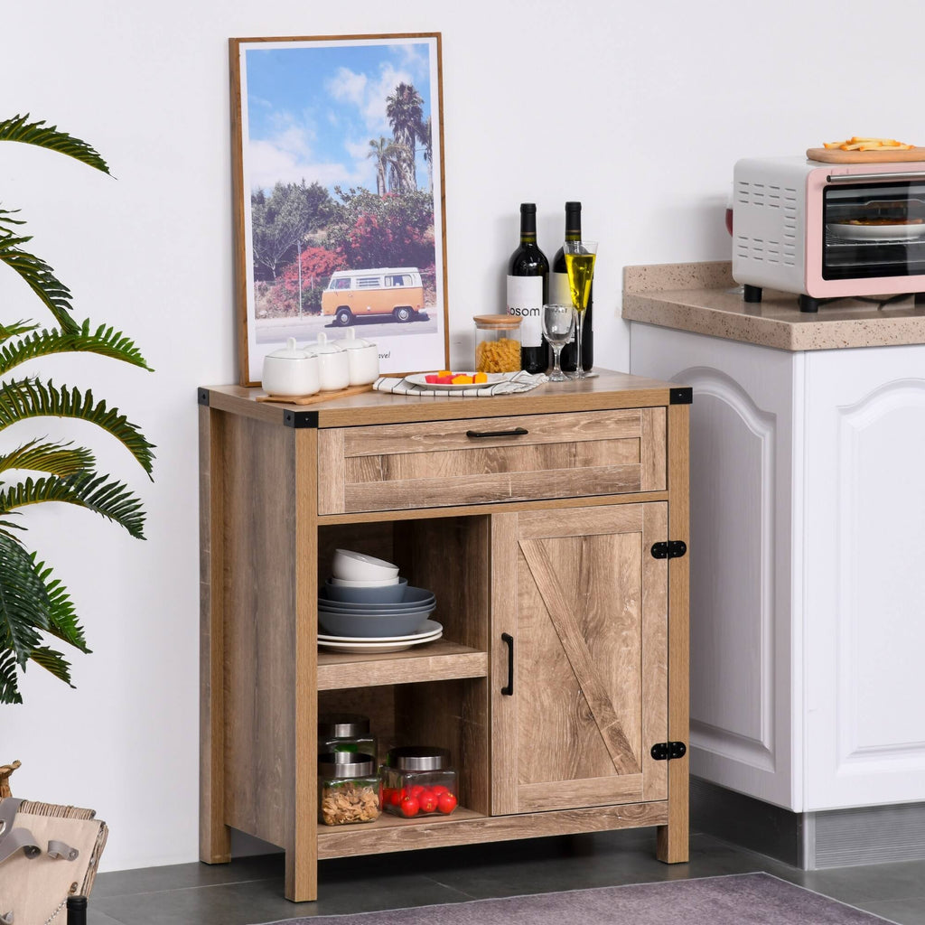 Rustic Barn Door Storage Cabinet Buffet Sideboard Light Oak J7914