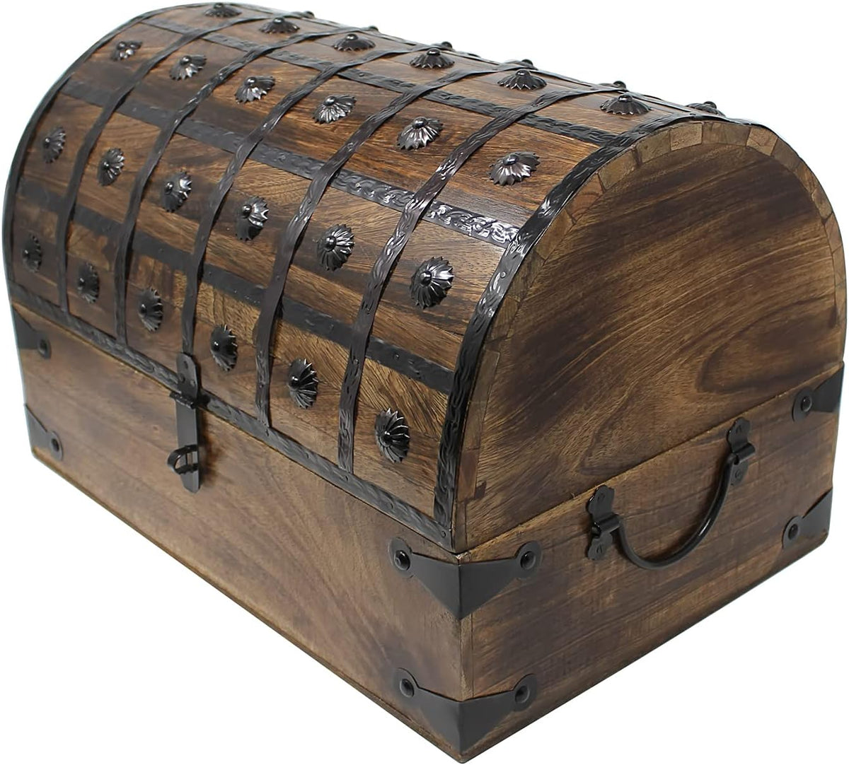 Pirate Treasure Chest with Iron Lock and Skeleton Key, X-Large 16 x 11 x 10.5 L9119